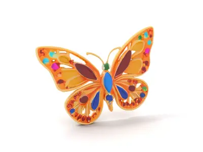 Colorful Gem Butterfly model pack Low-poly 3D model