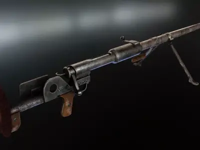 PTRD-41  Degtyaryov Anti-Tank Rifle Low-poly 3D model