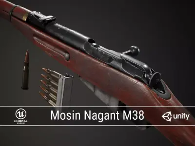 PBR Soviet Mosin Nagant M38 Low-poly 3D model