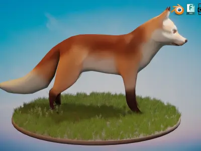Stylized Wild Fox Toon  Low-poly 3D model