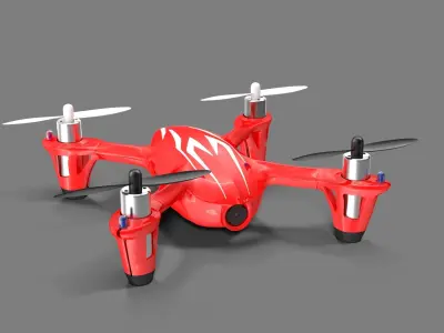 Hubsan X4 H107C Red Low-poly 3D model