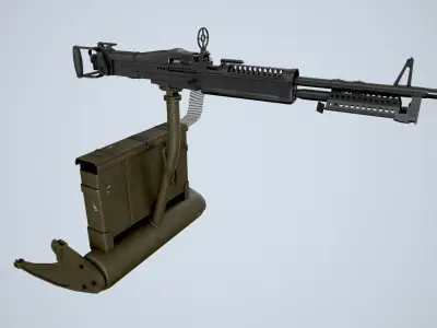 Machine Gun M-60D With Helicopter Mount Low-poly 3D model