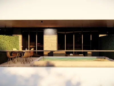 Contemporary Architectural 3D Model with Integrated Pool Design 3D model