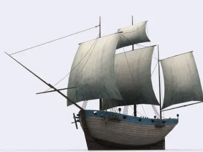 17 sailing ship Low-poly 3D model