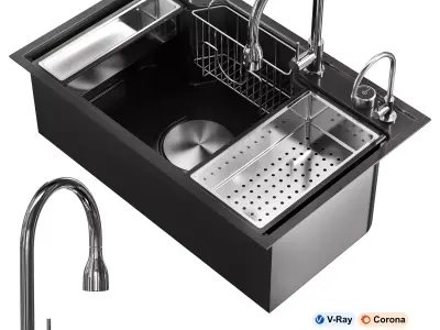 Drop-in Kitchen Sink 3 3D model