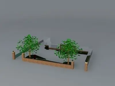 Front garden with blocks and gravel  Free 3D model