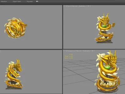 Cartoon golden dragon hovering - Dragon Ball Low-poly 3D model