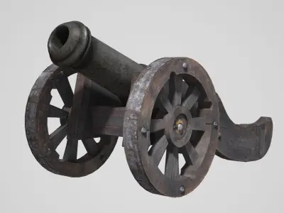 Italian medieval cannon artillery Low-poly 3D model
