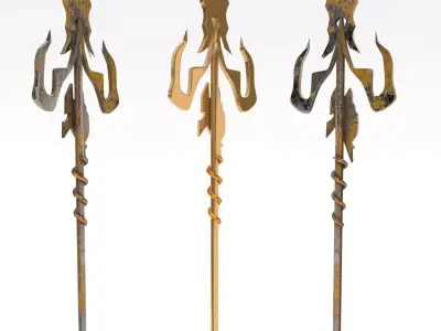 trident of Neptune Low-poly 3D model