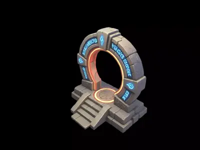 Low Poly Stylized PBR Ancient Sci-Fi Stargate Low-poly 3D model