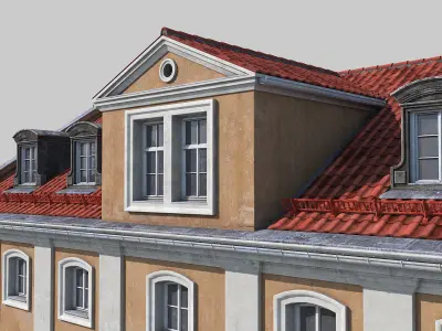 Classic building facade 02 Low-poly 3D model