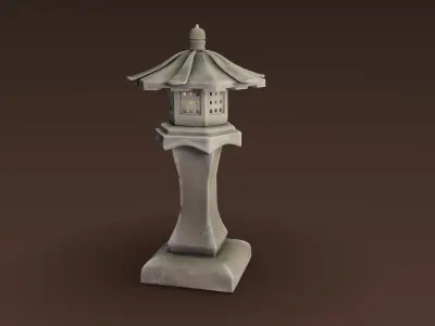 Toro - Stone Lantern - Hand Painted 3D model