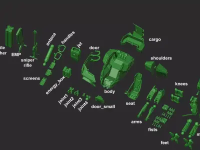 STRIKER mech action figure 3D print model purchase