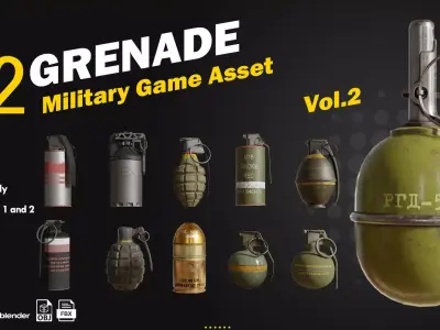 22 Grenade Game Ready Low-poly 3D model