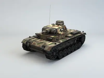 Low Poly Panzer III E medium tank Low-poly 3D model