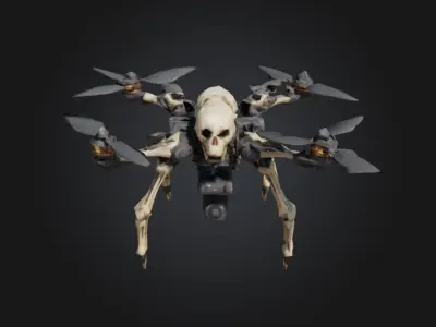 futuristic Skeleton drone with silicon carbide material FRD-04 Low-poly 3D model