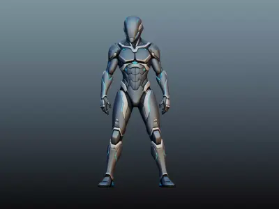 Robot soldier High-poly model KM-16 3D model