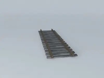 Eco Rail Track Straight Old Wooden Split Sleepers Free 3D model