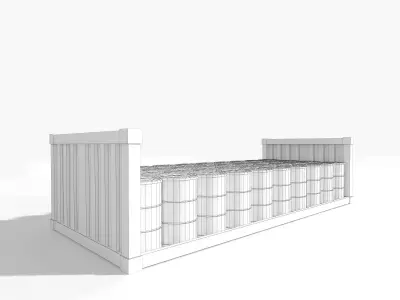 Oil Barrel Container for Cargo Barge Ships Low-poly 3D model