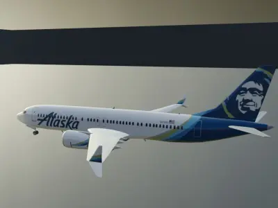Alaska Airlines Boeing 737 max 8 3d model Low-poly 3D model