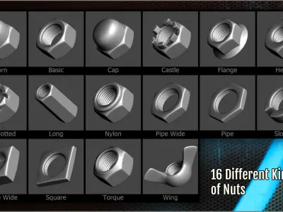 Screws Bolts And Nuts Maker 260 IMM ZBrush Brushes 3D model