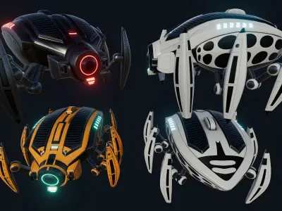 Spider Insect Robots Low-poly 3D model