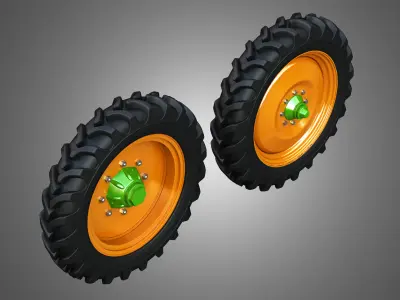 Tractor Tires and Rims - T08 3D model