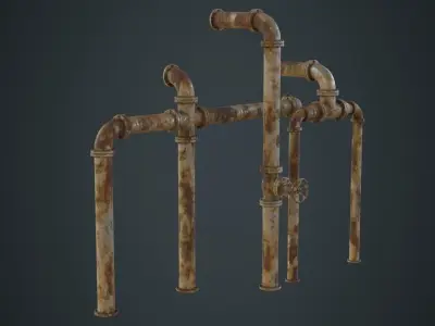 Industrial Pipes 2D Low-poly 3D model