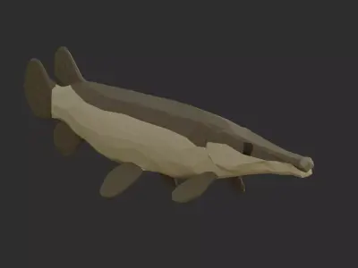 Low Poly Aligator Gar Low-poly 3D model