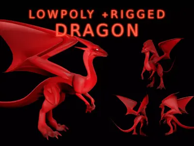 Fire Dragon Low-poly 3D model