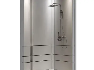 Corner Shower Cabins 07 Low-poly 3D model