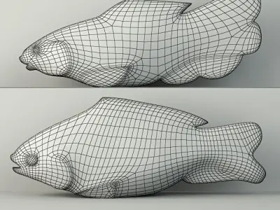 Hand Carved Petrified Wood Koi Fish 2 3D model