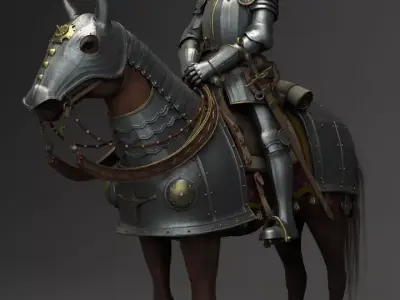 Knight with horse 3D model