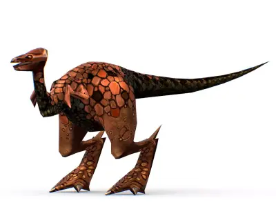 Low Poly Cartoon Creature Dino Red Tava Low-poly 3D model
