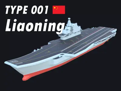 Type 001 Chinese aircraft carrier Liaoning Low poly  3D model
