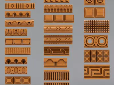 Decorative molding 30-70mm width set Free 3D model