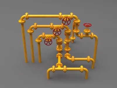 PBR Industrial Pipes Small Low-poly 3D model