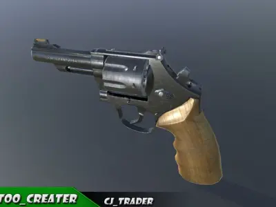 SM557 Revolver 44 Magnum Low-poly 3D model Low-poly 3D model