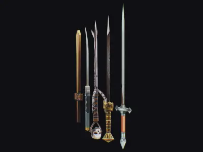 Sword Edged Weapon One Handed Medieval Melee Knife Iron Blade Low-poly 3D model