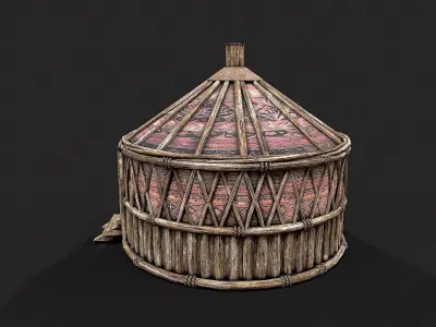 Traditional Yurt Nomads Tent with Interior 5 Low-poly 3D model