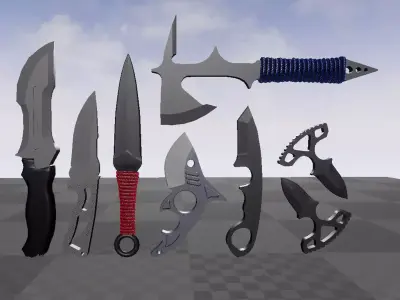 knife package Low-poly 3D model