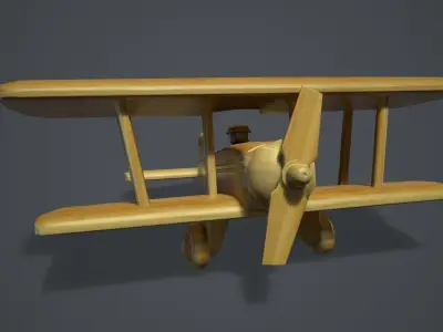 Wooden Airplane Toy  Low-poly 3D model