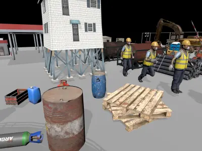 Industrial Construction Site 3D Asset Pack PBR Textured Low-poly 3D model