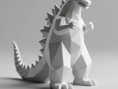 Low Poly Godzilla Sculpture 3D print model
