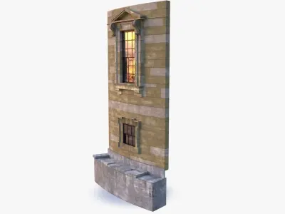 Brick Wall 0001 Modular Low-poly 3D model