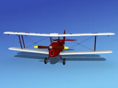 Dehavilland DH82 Tiger Moth V06 3D model