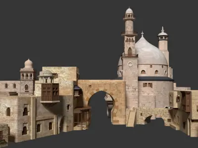 ancient arabian buildings Low-poly 3D model