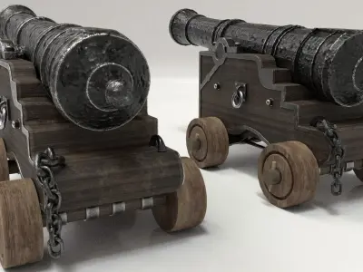 Old Cannon Low-poly 3D model