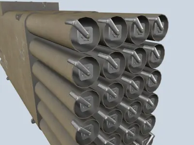 XM-3 Launcher With 70mm Missile Low-poly 3D model