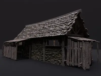 Realistic Medieval Forge Low-poly 3D model
